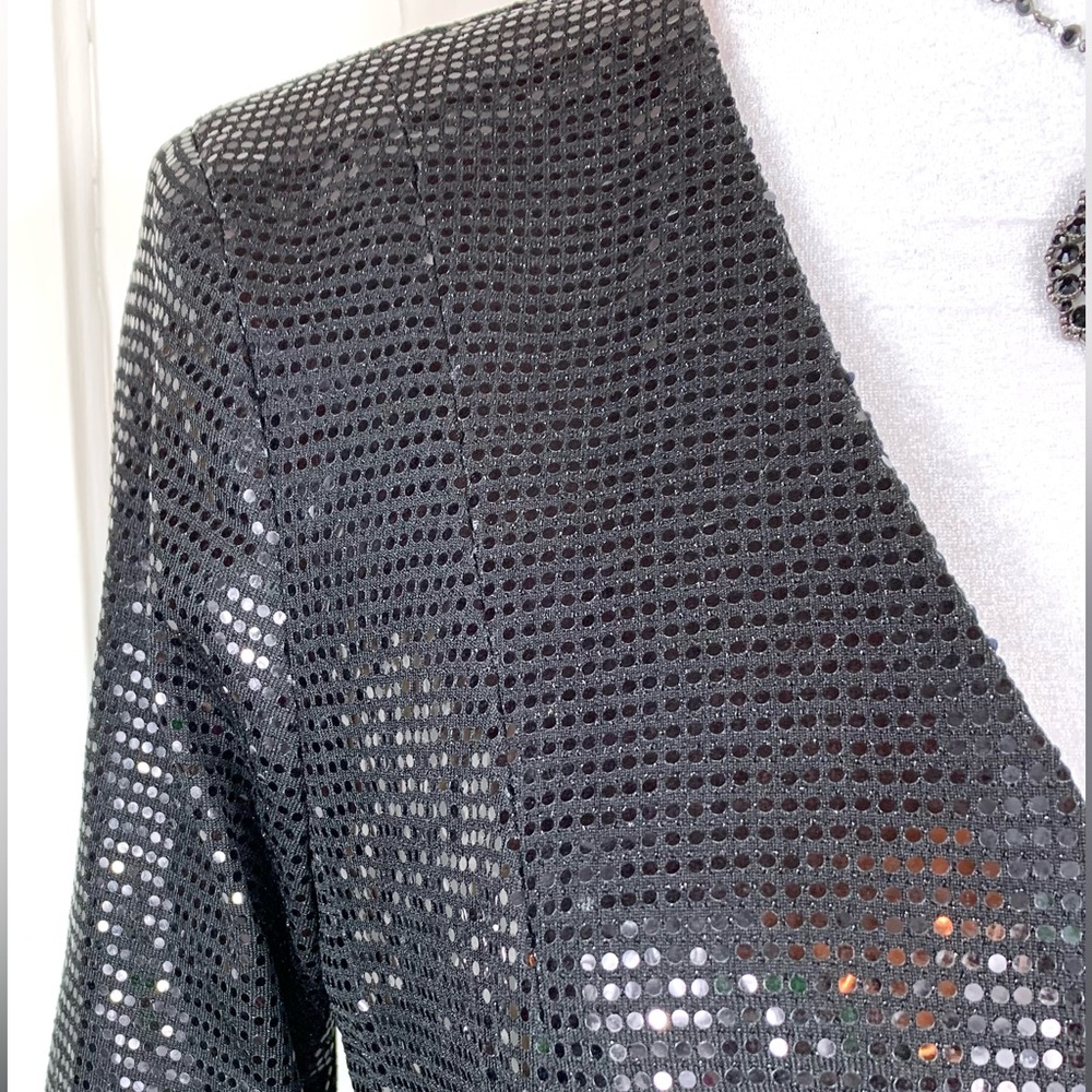 TAHARI Arthur S. Levine Women's Collarless Wrap Jacket with Self Tie - Sequin - Picture 4 of 11